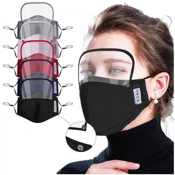 2pcs Cotton Reusable face mask with eye shield removable mouth mask for