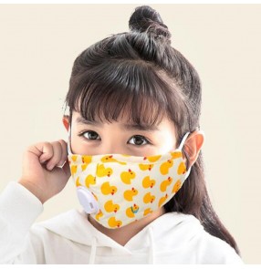 2pcs Cotton reusable face masks for kids with breathing valve PM2.5 dust proof protective cartoon breathable mouth mask for boy girls