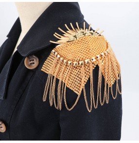 2pcs Dress Coat blazers Shoulder flower Metal Fringed Epaulettes singers host bridegroom stage Performance suit shoulder jewelry clothing accessories