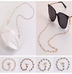 2pcs Face mask hanging bling chain Glasses decoration rhinestones chain anti-lost glasses rope silicone anti-skid ring mask chain