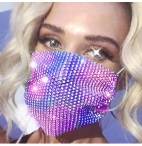 2pcs Fashion bling hollow Reusable face masks for women party photos video shooting stage performance night club dance mouth mask