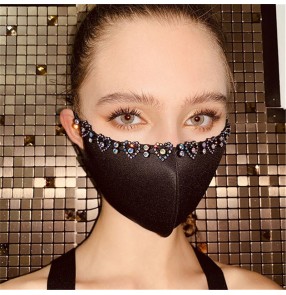 2PCS fashion rhinestones reusable face masks for women bling cotton mouth masks video photos shooting protective face masks