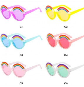 2pcs Fashionable children boys girls Rainbow colorful sunglasses cute rainbow sunglasses baby personality trend cartoon Glasses