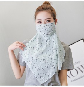 2pcs floral chiffon reusable scarf face masks for women neck guard sun protection outdoor cycling running anti-uv protective mask for female 