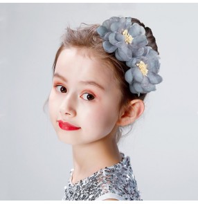 2pcs Girl pink red blue latin flamenco dance stage performance hair flowers model catwalk show Fairy Headdress Mori Hairpin Side Clip Sweet flower girls Hair Accessories