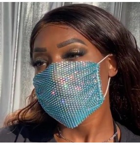 2pcs Hollow rhinestone bling face masks for women video photos shooting model stage performance masquerade mask for party