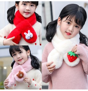 2pcs kids children Faux rabbit fur scarf detachable collar for kids collar cartoon plush scarf Korean boys and girls scarf