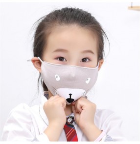 2pcs Kids reusable face mask cotton cartoon cat pattern washable mask dust proof outdoor protective mouth mask 