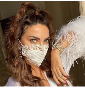 2PCS lace fashion reusable face masks for unisex night club stage performance photos shooting sexy face masks for men and women