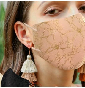 2PCS lace Reusable face masks for women fashion lace pattern photos shooting washable face mask for female