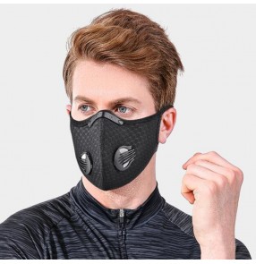 2pcs Outdoor riding anti-spitting saliva reusable face mask dust PM 2.5 proof for unisex with KN95 activated carbon filter