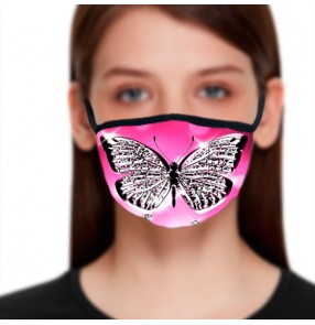 2PCS Pink butterfly fashion reusable face masks for women photos shooting performance masquerade face masks