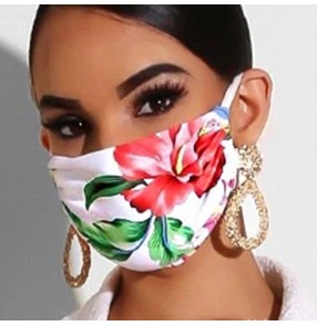 2pcs pink flowers printed reusable face masks for women fashion dust proof outdoor protective mouth mask for female