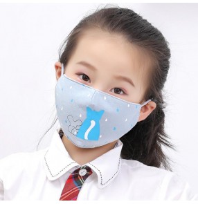 2pcs reusable face mask for kids cotton cartoon dustproof protective mouth mask for children