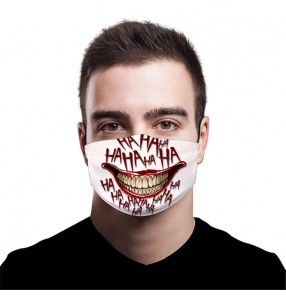 2PCS reusable face masks for unisex funny happy expression 3D printed dust proof face masks for women and men