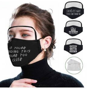 2pcs reusable face masks for unisex with clear transparent TPU eye protection shield anti-fog PM2.5 proof protective mouth masks for women men