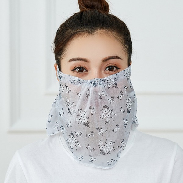2PCS reusable flowers face masks for women antiuv neck scarf mask thin
