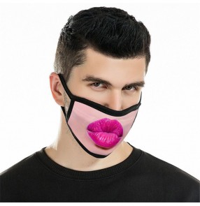 2PCS sexy lips pattern cotton reusable face masks for unisex dust proof fashion sexy lovers protective mouth mask
