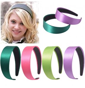 2pcs Wide-sided satin headband plastic candy color fashion women's face wash beauty headband hair accessories