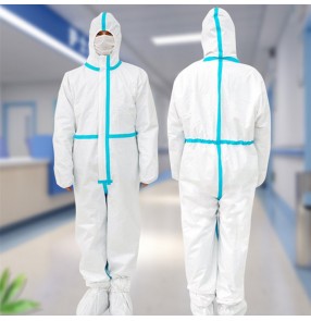 2sets Disposable Protective Suit Safety Anti-Virus Medical Suit Coverall seamless Overall protective clothing with hood and shoes cover