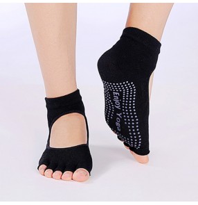 3pairs Female Yoga Non-slip Open Toe Socks Five Finger Socks Dance Socks