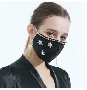 3pcs fashion star pattern bling reusable face masks for women and men washable photos video shooting face masks for female 