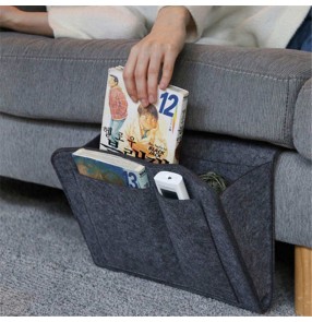 3pcs Nightstand wool Storage bags Bedside remote control book storage bag bed folder bag Sofa tablet organizer bag