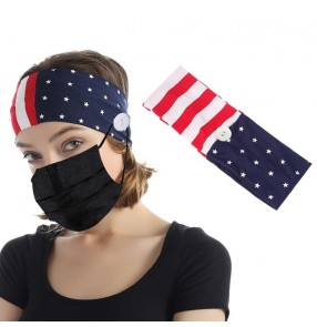 3PCS Nurse wearring mask ear saving head band for unisex turban with button sports yoga elastic hair band 