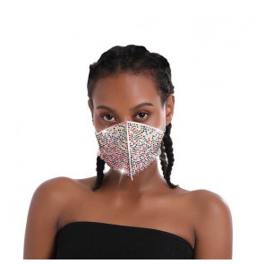 3PCS Reusabale rhinestones face masks for women party masquerade cosplay mouth mask for women