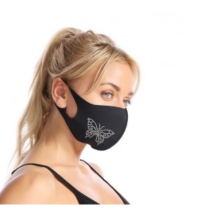 3PCS reusable bling black face masks for unisex party night club photos shooting protective mouth mask for women and men
