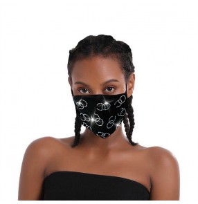 3pcs Reusable face masks for women bling rhinestones pattern protective mouth mask for female 