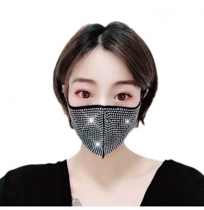 3pcs Reusable face masks women's fashion party performance rhinestones face masks for party