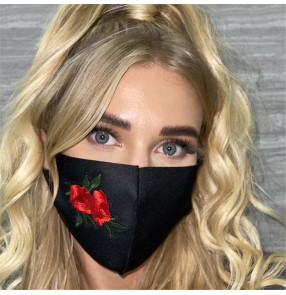 3pcs rose flowers reusable face masks for women photos shooting stage performance fashion face masks for female