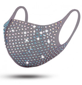 3PCS silver royal blue black bling reusable face masks for women and men washeable photos shooting jazz dance washable face masks for women