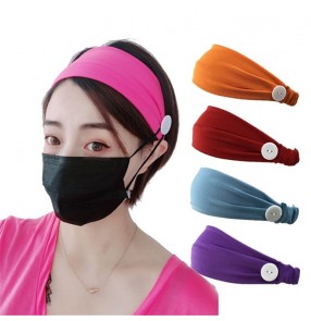 3PCS women's Yoga sports elastic headband with button ear saving wearing mask turban elastic hair band for female 