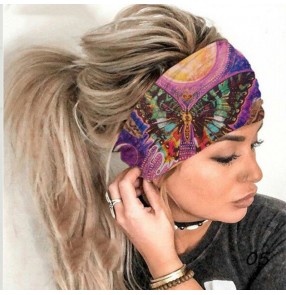 3pcs yoga sports fitness Elastic butterfly sweat absorb wide headband with button wearing face masks for women sweat-absorbent turban ladies head scarf