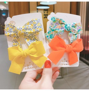 4pcs Baby Floral Bow Hairpin Barrette Children's sweet cute princess fairy princess hairpin hair clip Korean girls headdress hair accessories