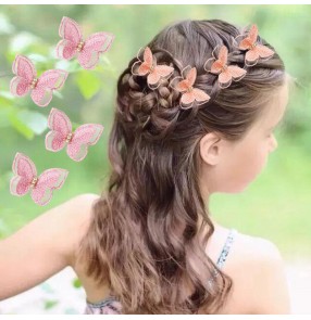 4pcs Children's butterfly hair Hairpin princess fairy embroidery barrette buckle clip handmade hair clip little princess girl hair accessories baby hairpin