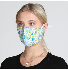 5pcs cotton floral reusable face masks for women breathable dust proof protective washable mouth mask for female