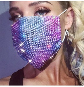 5PCS hollow glitter bling reusable face masks for women fashion sexy night club jazz dance  photos vedio shooting rhinestones mouth masks for female