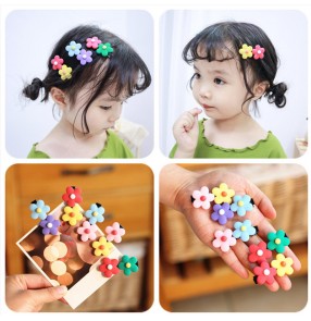 5PCS Korean children rainbow colored flowers barrette hair accessories baby stage performance photos shooting hairpin girl flower candy hairpin side clip