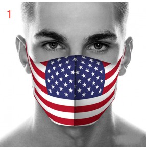 5PCS Reusable face masks for unisex American flag printed pattern running sports dust pm 2.5 proof protective mouth mask for women and men