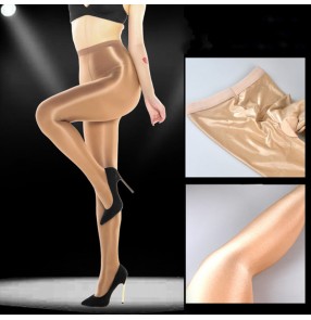 70D nightclub singer ds stage oily shaping socks for women female gogo dancers show oily pantyhose reflective stockings oily flashing socks