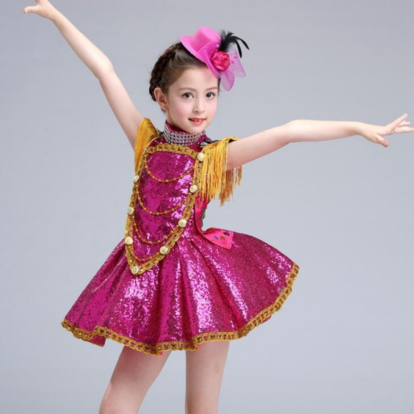 Enfants filles paillettes Ballet Robe Jazz Modern Dance wear patinage artistique Justaucorps costumes