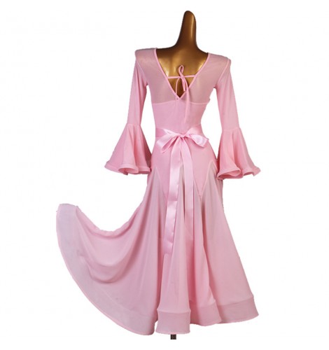 Pink ballroom dancing dresses for women girls waltz tango dance dresses ...