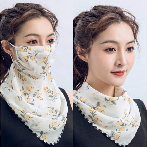 Floral mask facemask for women anti-uv dust sunscreen neck guard ...