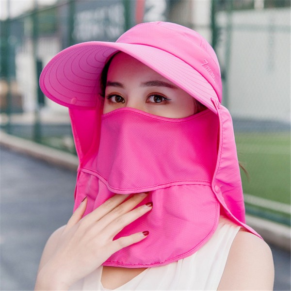 Women's outdoor protective face shield sunscreen cap visor hat with ...