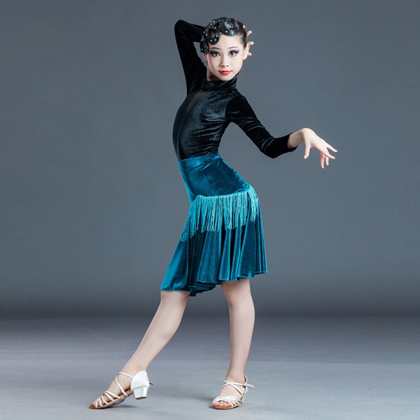 Kid Dance Costumes Girl Velvet Ballet Dance Dancewear Latin Leotard C349HC 