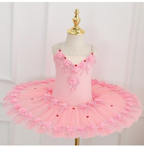 Girls kids yellow pink blue white tutu skirts ballet dance dresses ballerina little swan lake ballet performance leotard skirts ballet classical dance costumes