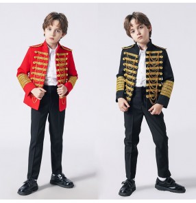 Boys Palace style formal suit for wedding catwalk singers choir host British style coats Children flower boys dress blazer and pants Piano violin performance costume